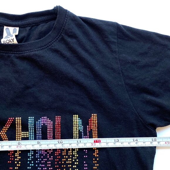 Stockholm Rhinestone Rainbow T-Shirt Black Women’s Small - Picture 9 of 9